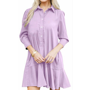 NEW Tunic Shirt Dress Long Sleeve Cotton Button Up Pockets S